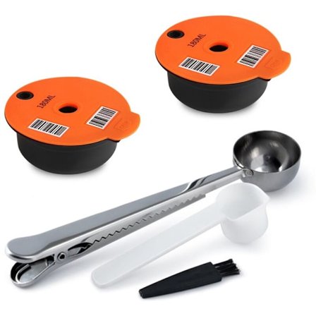 Gjenbrukbar Crema Kaffe Kapsel Filter for Tassimo for Bosch Kaffemaskin med Kaffeskje,B