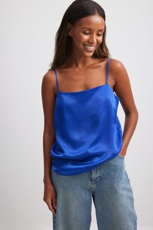 NA-KD Haut satin - Tops habillés - Bleu - EU 34