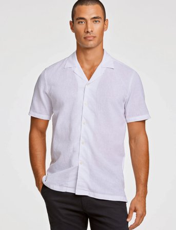 Lindbergh Casual Linen Blend Resort S/S - White - S