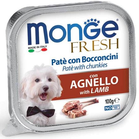Monge Fresh Paté Bocconcini Con Agnello Cibo Umido Per Cani