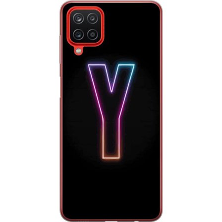 Kompatibel Mobilcover til Samsung Samsung Galaxy A12 Minimalistisk neonbogstav Y i farveskiftende lys mod sort baggrund