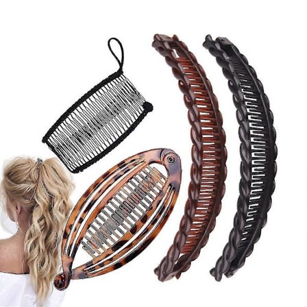4 st bananhårklämmor vintage klämma kammar verktyg för tjockt lockigt hår accessoarer fiskform hästsvans hålare klor grepp