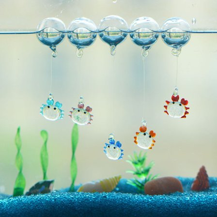 Flytande boll för akvarium, självlysande krabba flytande bollbubblor, akvarium mikro landskapsdekoration, 5-delars set (blå)