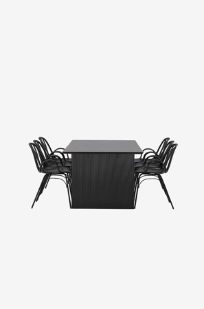 Venture Home - Spisegruppe Vail med 6 stole Dyrön - Sort - Spisegrupper - Fra Homeroom