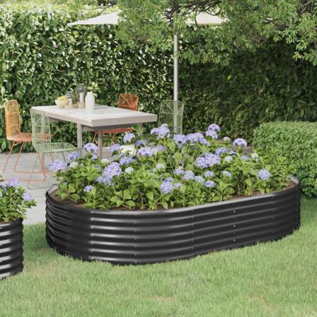 Vidaxl Odlingslåda Pulverlackerat Stål 214x140x36 Cm Antracit Antracit
