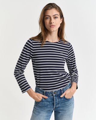 GANT - T-skjorte med breton striper til dame evening blue