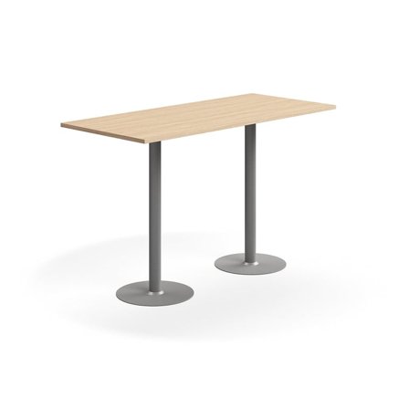 Bar table VERTICUS, 1800x800x1100 mm, oak/silver