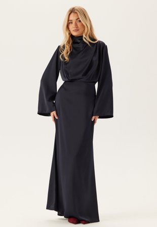 Bubbleroom Occasion - High Neck Wide Sleeve Satin Gown - XS