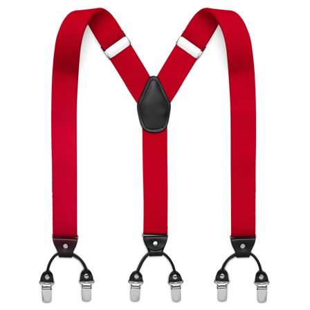 XL Wide Deep-Red Clip-On Braces for Men - Clip-on braces & suspenders