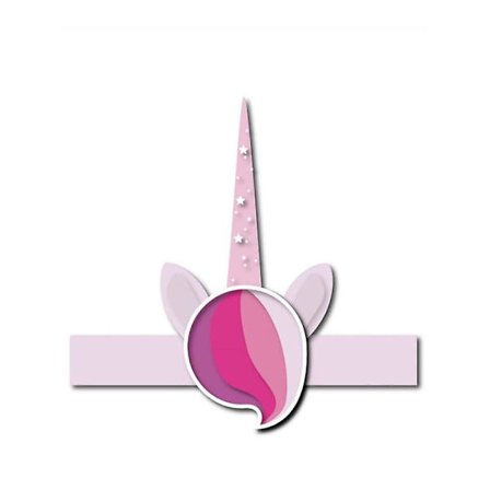 6 Rosa enhörningskartonghattar 27 cm