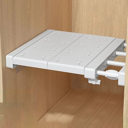 Expanderbar hylla, teleskopisk garderobssystem hylla, väggmonterad förvaringshylla för sovrum, kök, badrum, utan borrning (30-45 cm)
