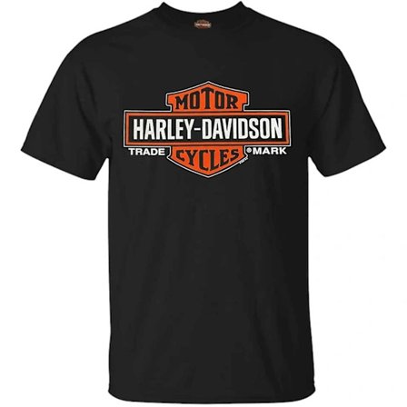 Harley-Davidson Herr Extended Orange Shield Logo Svart T-shirt