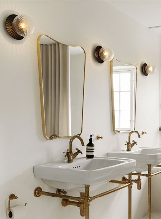 Liila 1 medium vegg/taklampe - sort/optisk glass