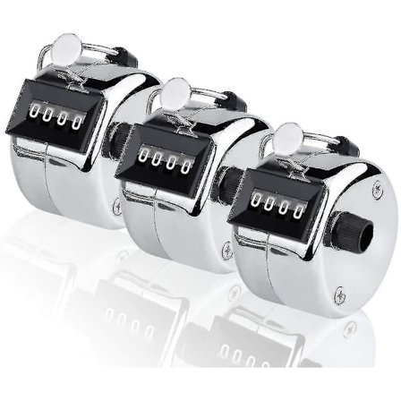 3-delad handräknare, 4-siffrig varvräknare manuell klickare mekanisk räkning i metall [db]