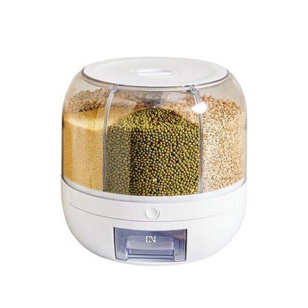 Stor Kapacitet 6-Facks Roterande Skafferi Organisatör för Ris - Vit[YDE]