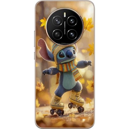 Kompatibelt Mobildeksel til Honor Honor Magic7 Høstinspirert Stitch på rulleskøyter med lue, skjerf og fallende blader varm søt illustrasjon perfe