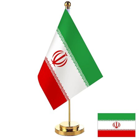 14x21cm Kontorskrivebord Irans flag Banner Boardroom Bordstativ stang Det iranske nationale flag sæt mødelokale dekoration
