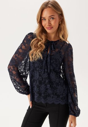 Happy Holly - Lace Top - Navy