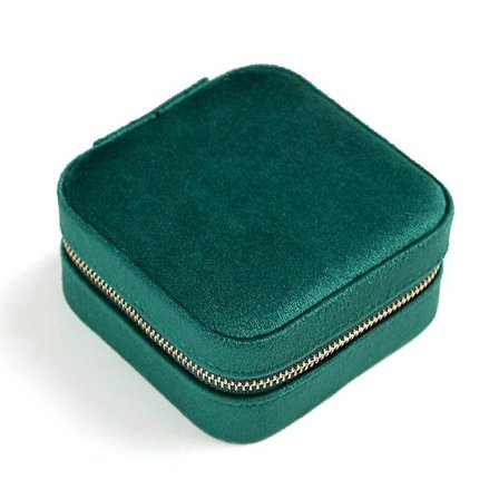 Mini kannettava korurasia, matkakorurasia, nahkainen kaksikerroksinen korurasia peilillä, renkaat korvakorut(Vihreä)