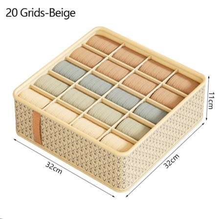 Undertøj Opbevaringsboks Skuffer Skillebokse BEIGE 20 GRIDS 20