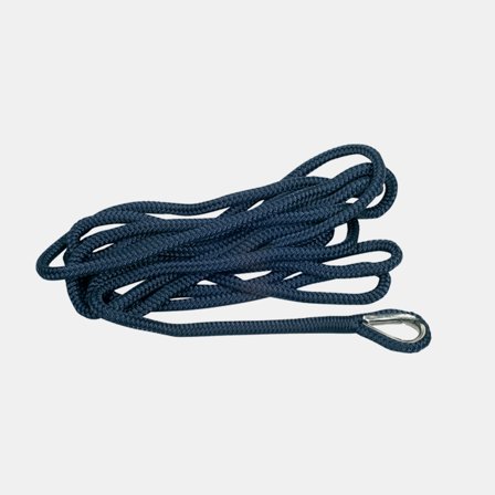 Cabo de amarre con gaza de acero inoxidable Robline, poliéster trenzado de 16 hebras, Ø14 mm, 5 metros, azul