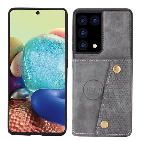 TG Tehokas Kotelo Korttitaskulla - Samsung Galaxy S21 Ultra Harmaa