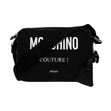 Moschino, Shoulder bag with logo Zwart, Heren, Maat:ONE Size,leer