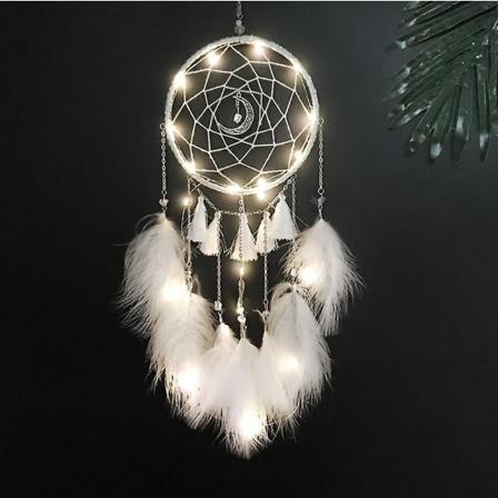 Pieni unelmakaappari LED-valolla, k sintehty h yhen unelmakaappari, unelmakaappari sein koriste kodin koriste (kuunvalo valkoinen)