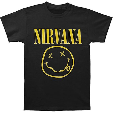 Nirvana Smile Ensidig Slim Fit T-shirt för män Svart