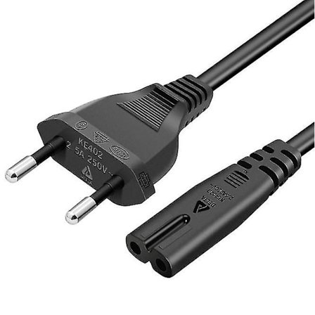 1,5 m strömkabel EU-kontakt C7 Bipolar 2 kabel för Ps5 / Ps4 / Ps3 / Xbox Series X / S - Svart Z