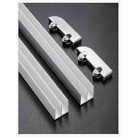 Akryas spor, fortykket 5 mm glasskydedør, dobbeltsporet montagespor, tilbehør til aluminiumslegeringsskinner (20 cm/8 tommer).