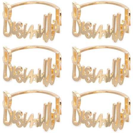 Serviettringer - 6 stk Bismillah-bokstav serviettringsett i metall