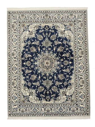 Hand Knotted Nain Rug 150X195 Wool Dark Green/Green Small