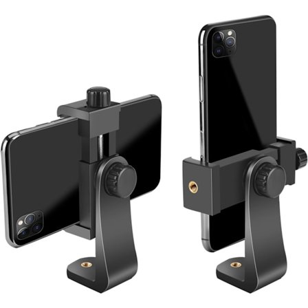 2 stk Premium Smartphone Holder/Vertikal og Horisontal Tripod Mount Adapter Roterbart Feste med 1/4 tommers Skrue/Justerbar