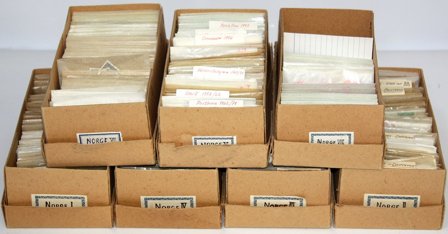 Norge - Samling i poser i 7 æsker - Stemplet