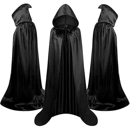 CDQ Halloween-kappa for voksne satengstoffkappe for barn stående cap svart dødskappe (59 tommer) 59inch