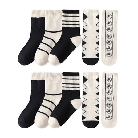 5 paria puolipohkeenkorkuisia pehmeitä hengittäviä unisex-lasten puuvillasukkia 1–3-vuotiaille, koko 21–24