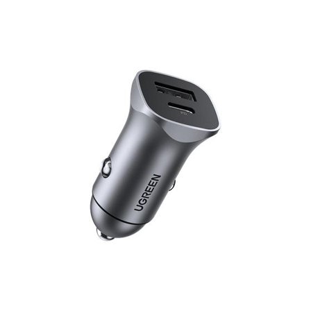 Ugreen USB-C PD+USB-A QC 24W Fast Car Charger Gray