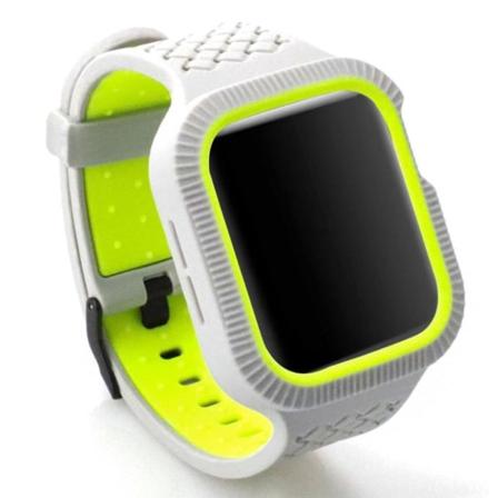 Apple Watch Series 4 40mm To tone silikone Urrem - Hvid / Grøn White