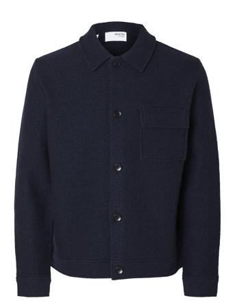 Slhnealy Ls Knit Shirt Jacket Noos Navy Selected Homme
