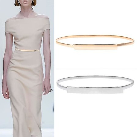 Skinny metalbælte til kvinder, 2 stk. slankt metal kæde taljebælte til kvinder