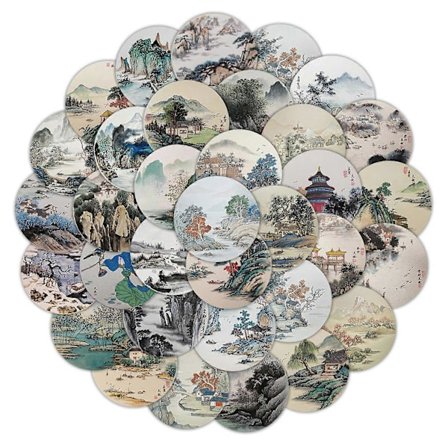 60 st Klistermärken Kreativa Landskapsmålningar Klistermärken Estetiska Konstdekaler för Scrapbooking Laptops Flaskor