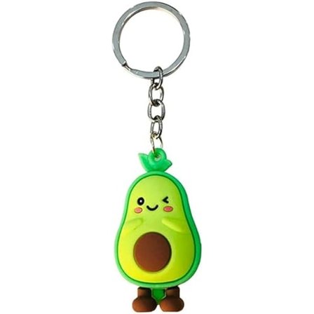Mode Simulering Frugt Avocado Smil-formet Nøglering 3D Blød Resin Avocado Nøgleringe Smykker Mode Nøglering