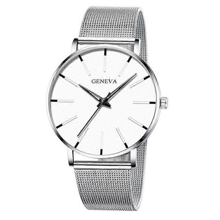 GENEVA Herre Quartz Klokke Mote Uformell Armbåndsur med Rustfritt Stål Rem [DB]