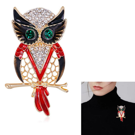 Madrry Alloy Metal Big Owl Broscher För Rhinestone Vintage Clip