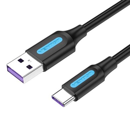 USB 2.0 A till USB-C-kabel Vention CORBI 5A 3m Svart PVC