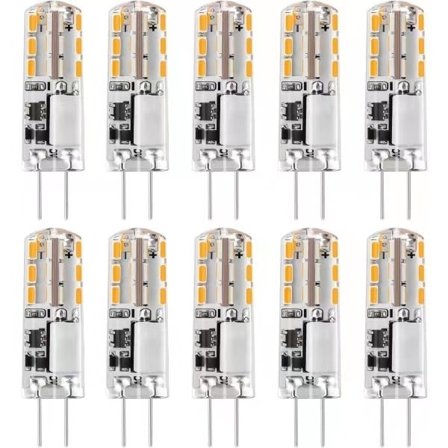 10x G4 LED-pærer 12V AC/DC Varmhvit 3000K 2W, dimbar