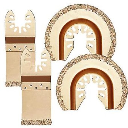 4 stk. karbidkorn oscillerende savklinger til fjernelse af fugemasse