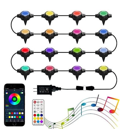 Solcelle-jordlamper Utendørs Hage Skivelamper Bluetooth Rgb