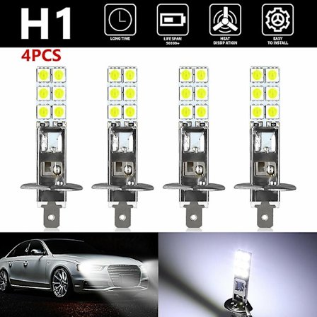 4 st H1 LED-strålkastarlampor 6000k 1800lm Super White 12v 24v Dimljuslampor Auto Körning Dagslyslampa{DB}